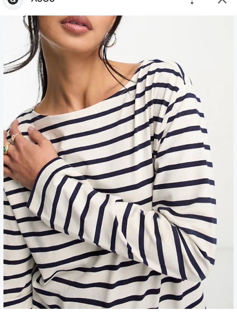 & Other Stories Navy and White Striped Long-Sleeve Top
